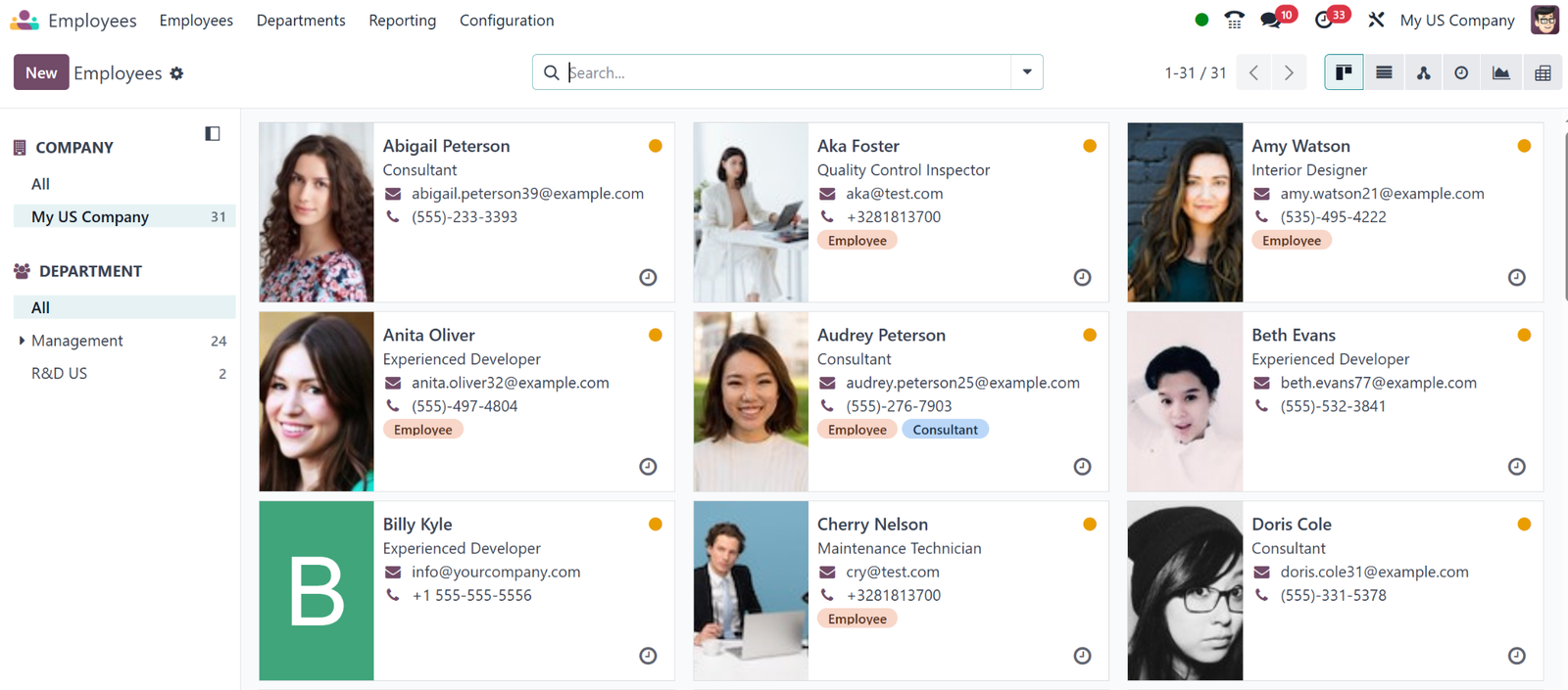 Odoo employees